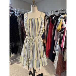 Easel - Striped Sleeveless Summer Dress with Braided Belt - Medium